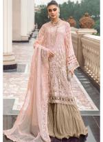 Faux Georgette Pink Beige Party Wear Embroidery Work Pakistani Suit